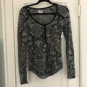 Free People Sheer Button Up Long Sleeve